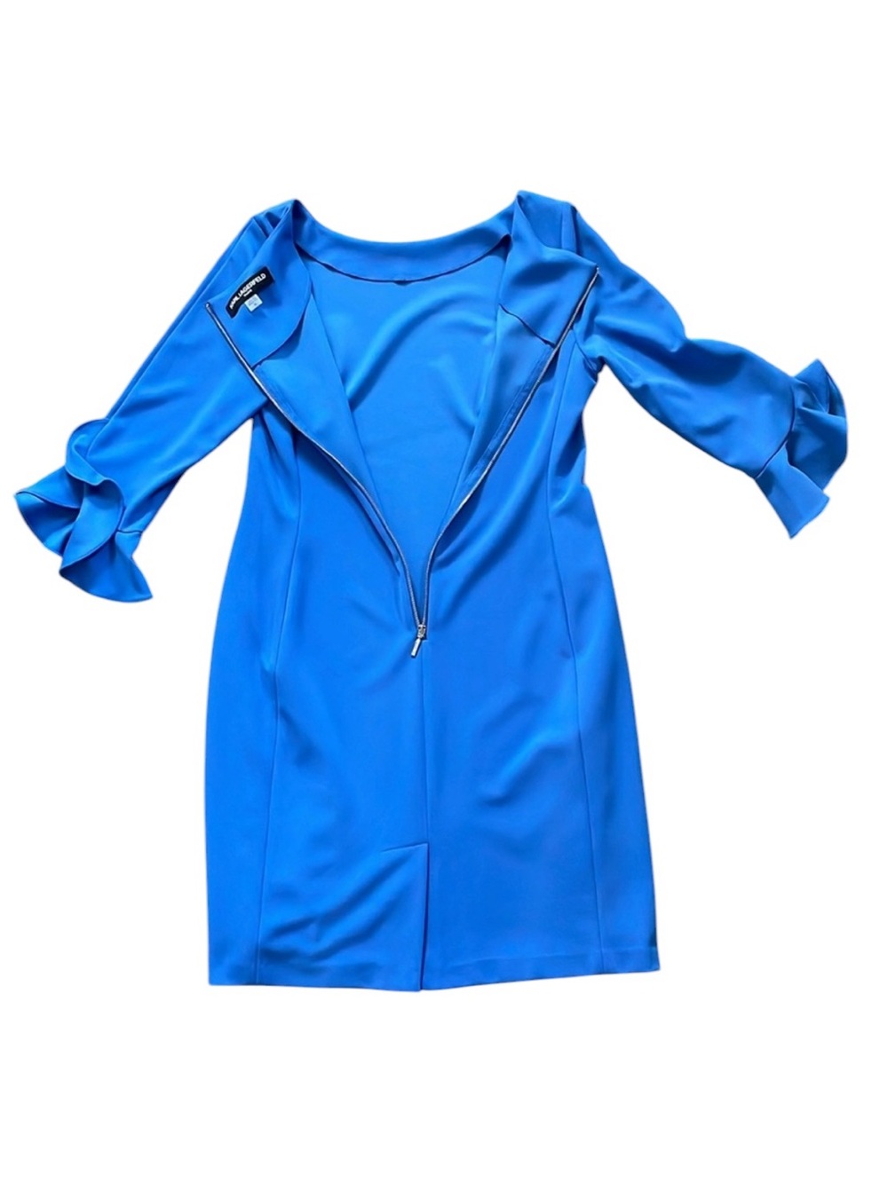 Karl Lagerfeld Blue Scuba Crepe 3/4 Tulip Sleeve Sheath Dress 10 EUC - Picture 13 of 16